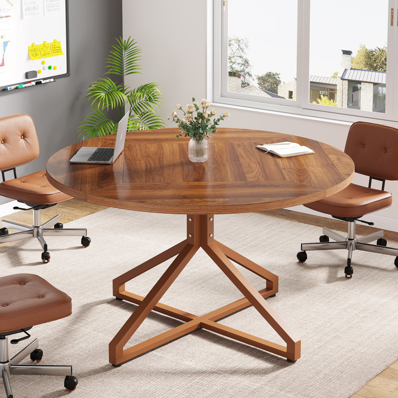 Small Round Conference Table Ebern Designs Top Finish Brown